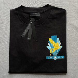Amiri Men's New Casual Black Cotton T-shirt Size: Large